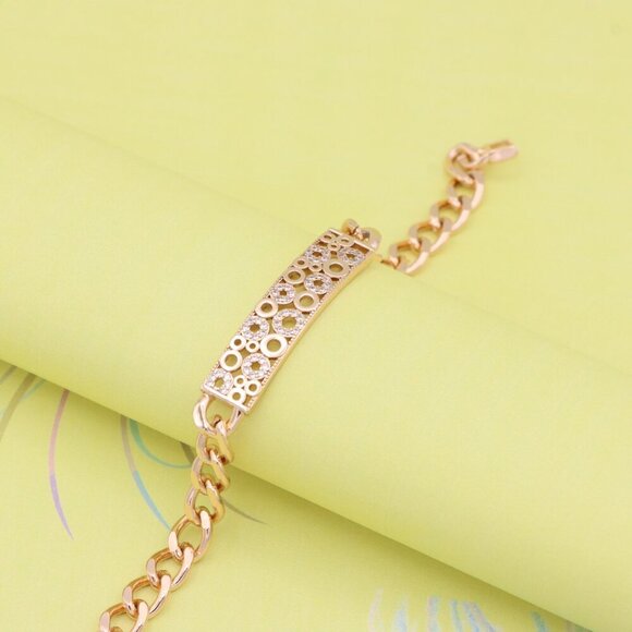 "Rose Gold Bracelet with Bubble Circle Design and Stone Accents, XPBL0932 - Picture 6 of 12